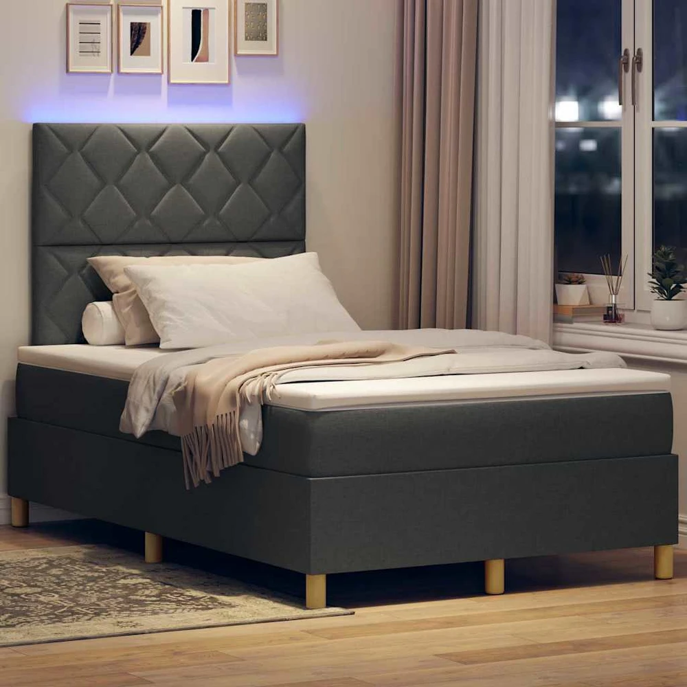 LED Čiužinio Lova Tamsiai pilka 120 x 200 cm audinys