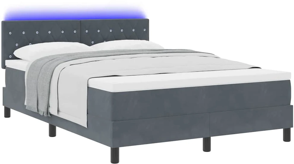 LED Čiužinio Lova Tamsiai pilka 140 x 190 cm Aksomas