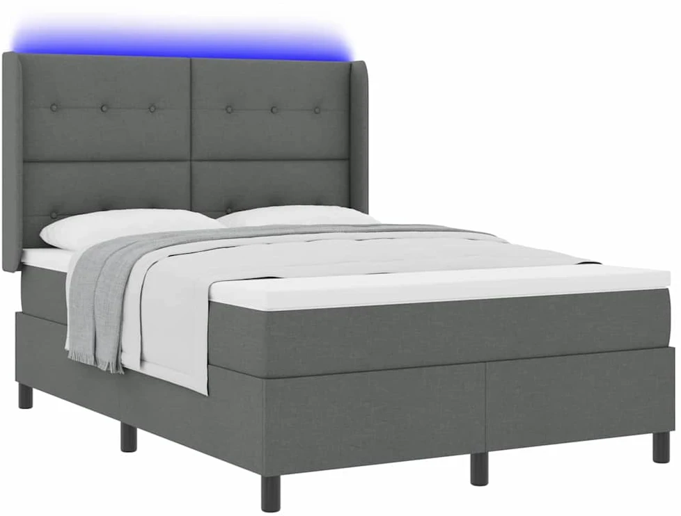 LED Čiužinio Lova Tamsiai pilka 140 x 190 cm audinys