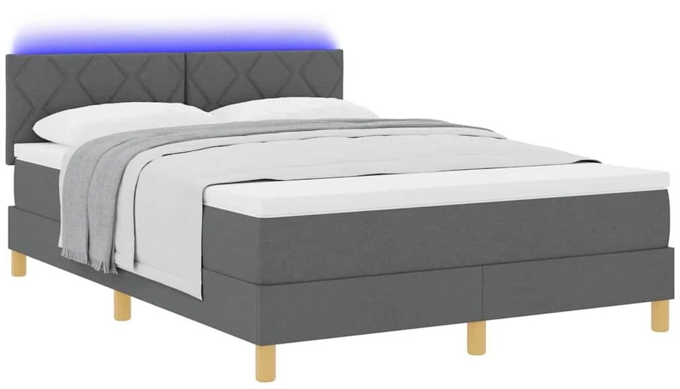 LED Čiužinio Lova Tamsiai pilka 140 x 200 cm audinys