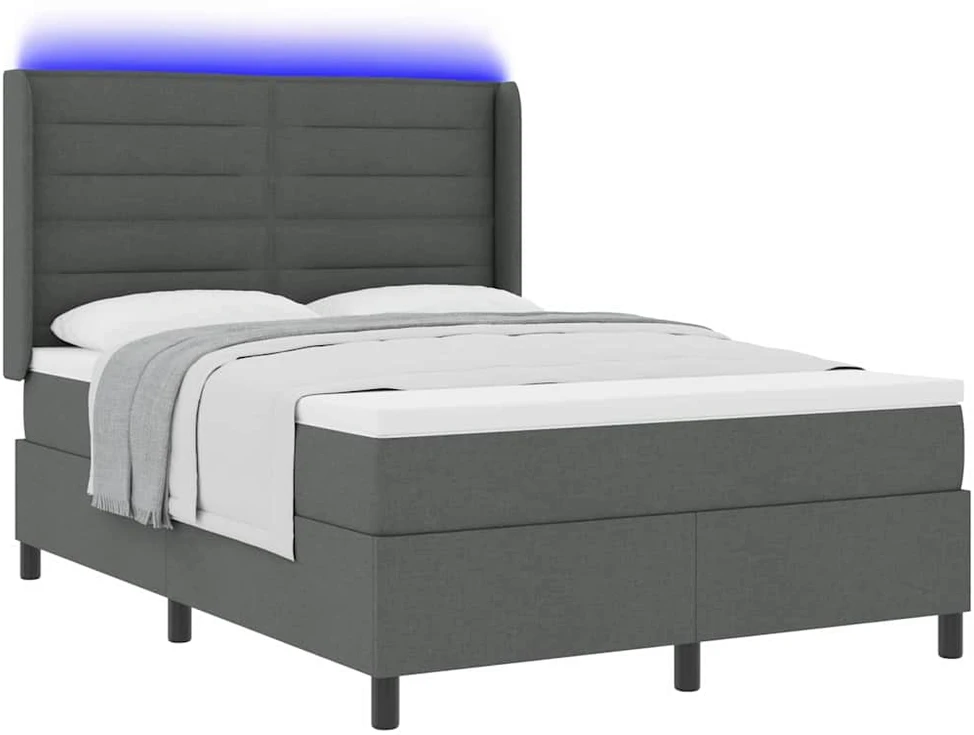 LED Čiužinio Lova Tamsiai pilka 140 x 200 cm audinys