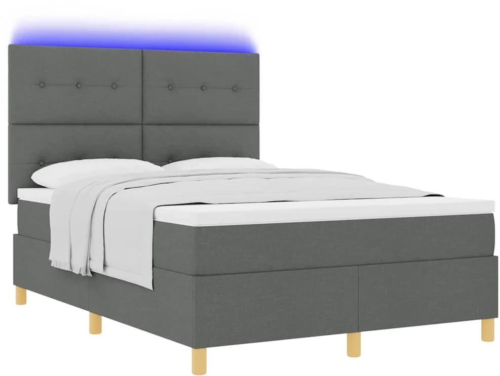 LED Čiužinio Lova Tamsiai pilka 140 x 200 cm audinys