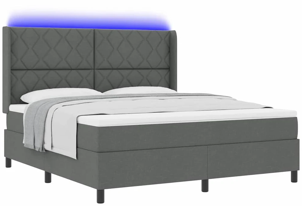 LED Čiužinio Lova Tamsiai pilka 180 x 200 cm audinys