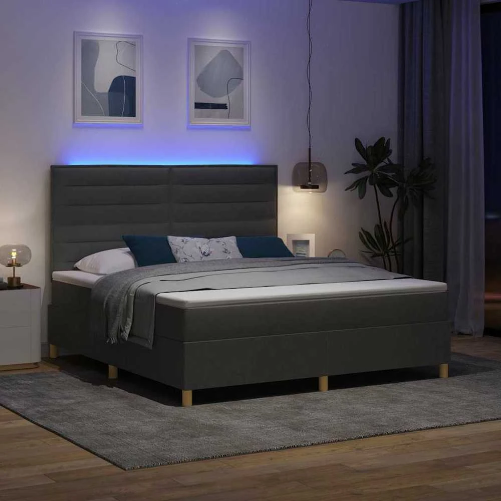 LED Čiužinio Lova Tamsiai pilka 180 x 200 cm audinys