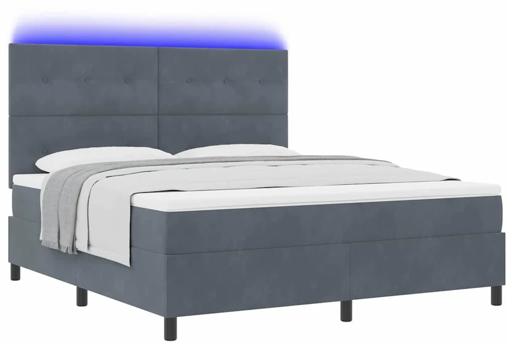 LED Čiužinio Lova Tamsiai pilka 180 x 200 cm Aksomas
