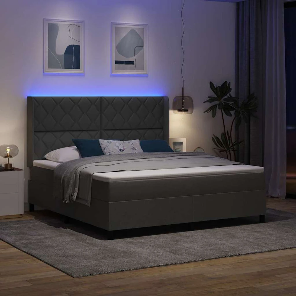 LED Čiužinio Lova Tamsiai pilka 180 x 200 cm audinys