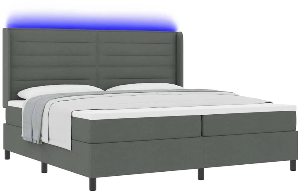 LED Čiužinio Lova Tamsiai pilka 200 x 200 cm audinys