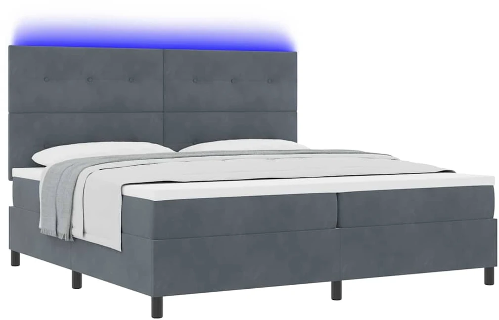 LED Čiužinio Lova Tamsiai pilka 200 x 200 cm Aksomas