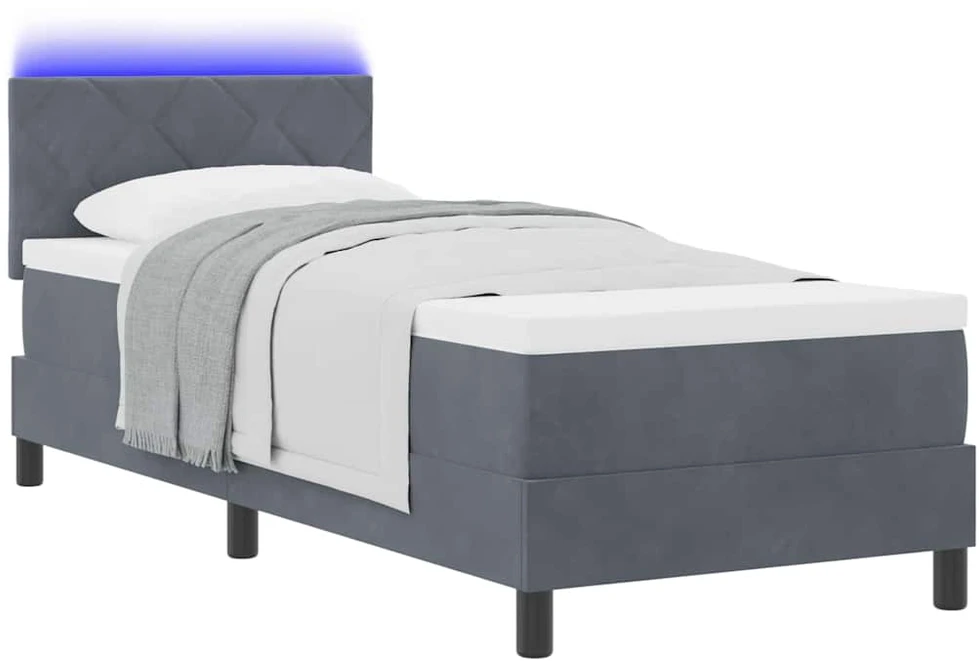LED Čiužinio Lova Tamsiai pilka 80 x 200 cm Aksomas