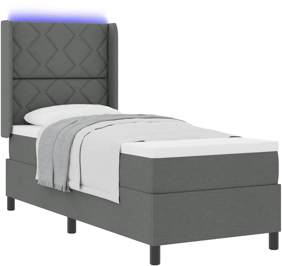 LED Čiužinio Lova Tamsiai pilka 90 x 190 cm audinys