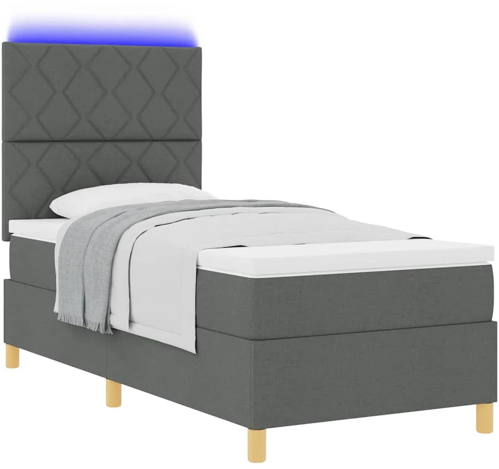 LED Čiužinio Lova Tamsiai pilka 90 x 200 cm audinys