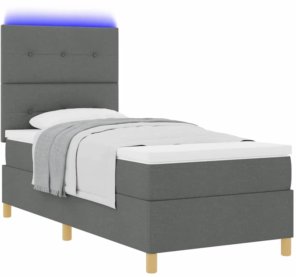 LED Čiužinio Lova Tamsiai pilka 90 x 200 cm audinys