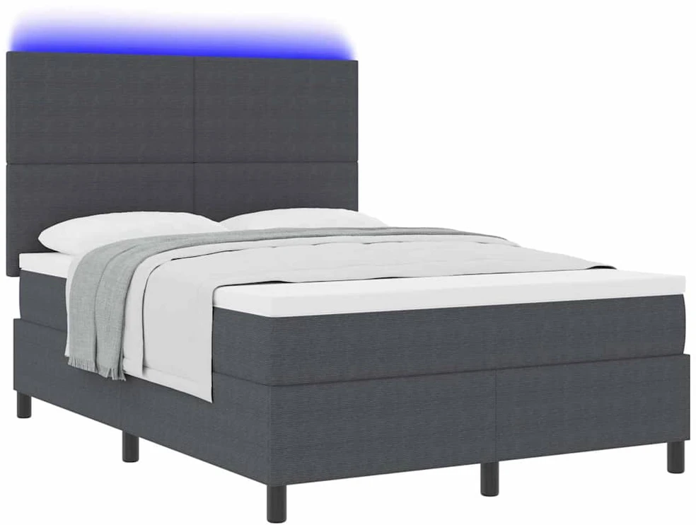 LED Čiužinio Lova Tamsiai pilka ir balta 160 x 200 cm