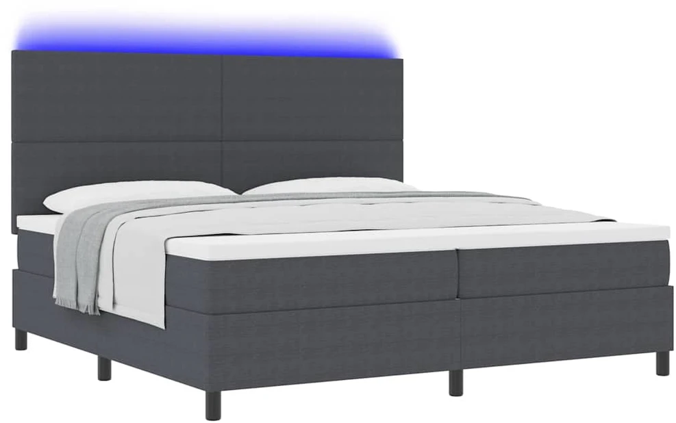LED Čiužinio Lova Tamsiai pilka ir balta 200 x 200 cm