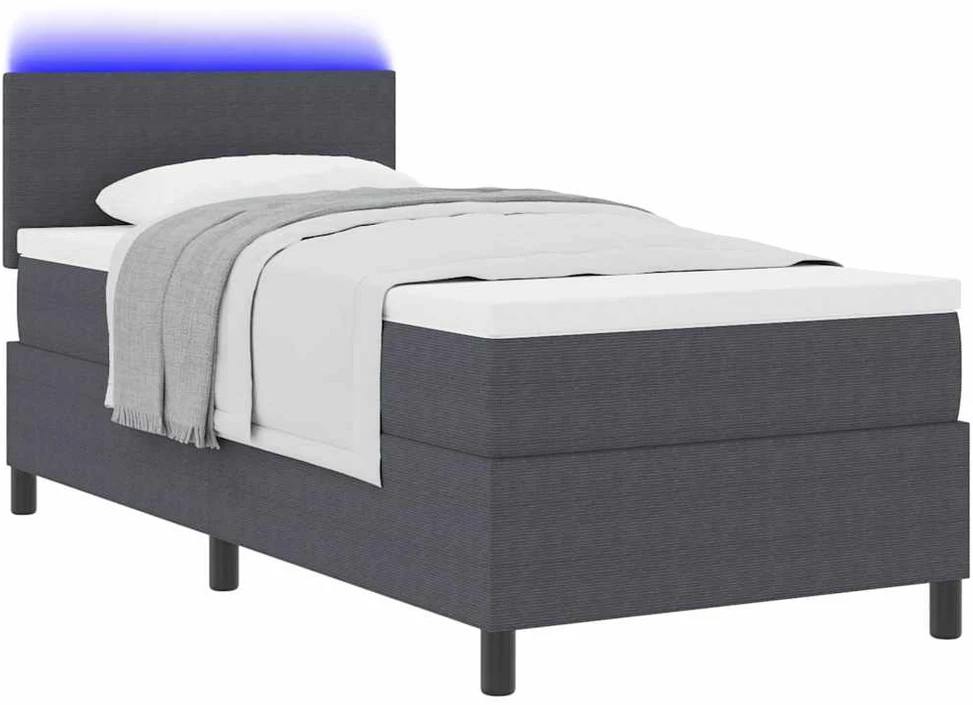 LED Čiužinio Lova Tamsiai pilka ir balta 100 x 200 cm