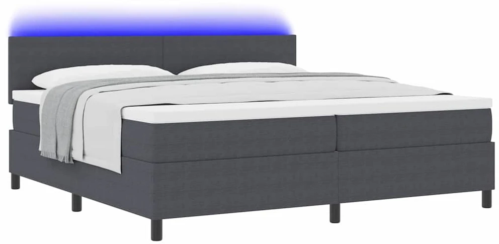 LED Čiužinio Lova Tamsiai pilka ir balta 200 x 200 cm