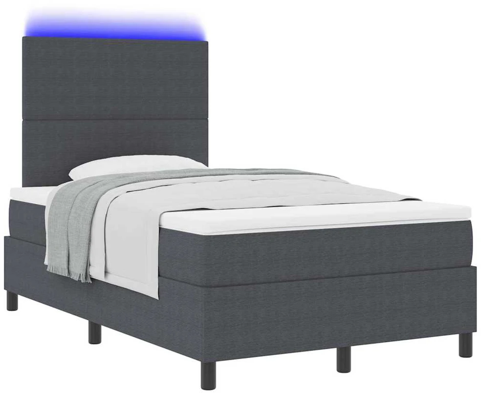 LED Čiužinio Lova Tamsiai pilka ir balta 120 x 190 cm