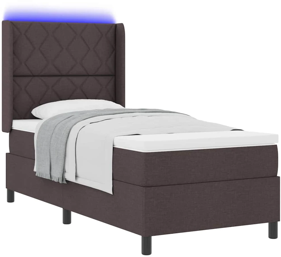 LED Čiužinio Lova Tamsiai rudas 100 x 200 cm audinys