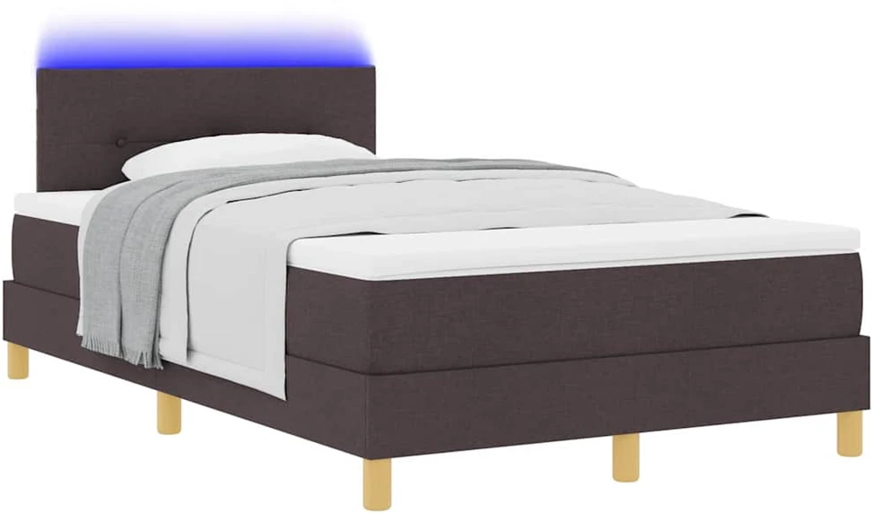 LED Čiužinio Lova Tamsiai rudas 120 x 190 cm audinys