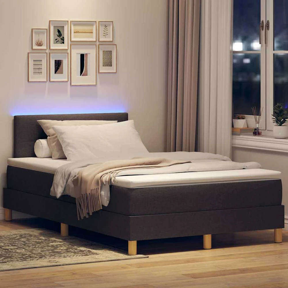 LED Čiužinio Lova Tamsiai rudas 120 x 190 cm audinys