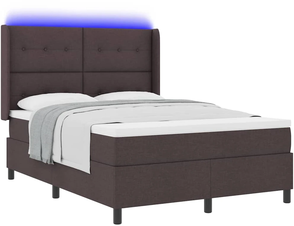 LED Čiužinio Lova Tamsiai rudas 140 x 200 cm audinys