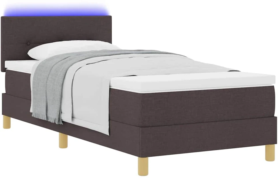 LED Čiužinio Lova Tamsiai rudas 80 x 200 cm audinys