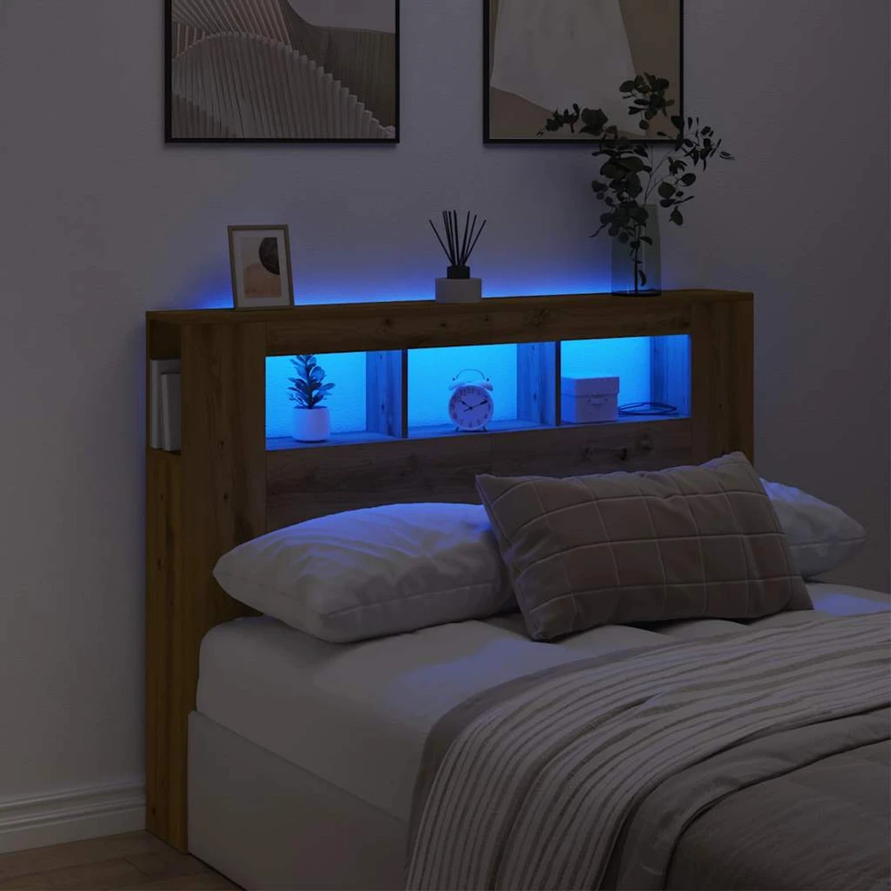 LED galvūgalis, artisano ąžuolo, 140x18,5x103,5cm, mediena