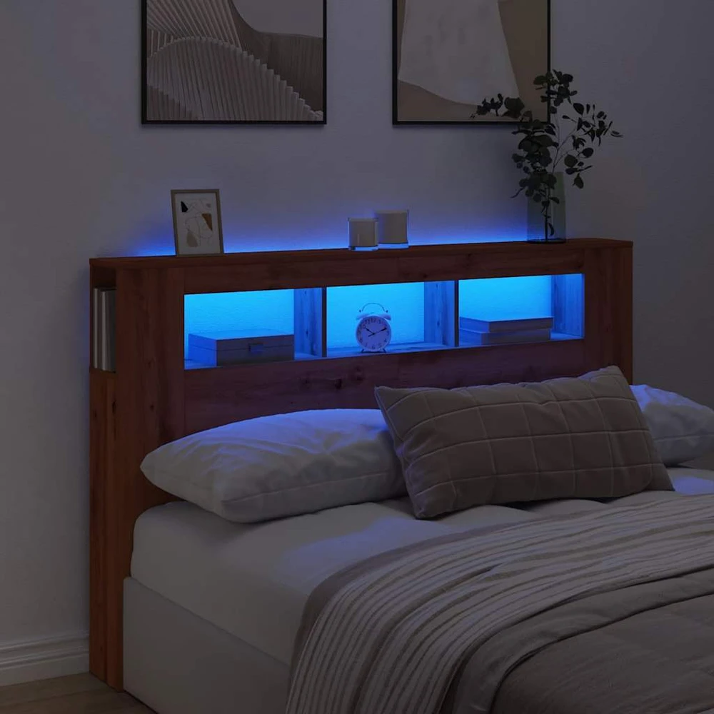 LED galvūgalis, artisano ąžuolo, 160x18,5x103,5cm, mediena