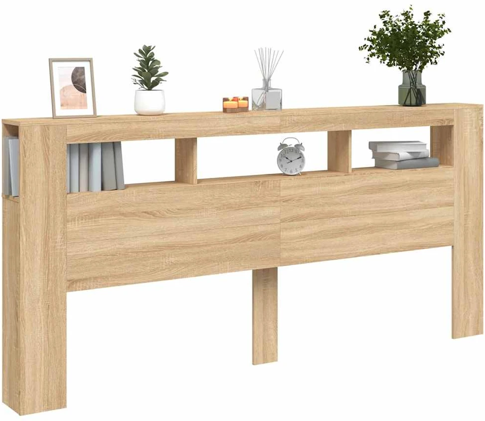 LED galvūgalis, ąžuolo, 220x18,5x103,5cm, apdirbta mediena
