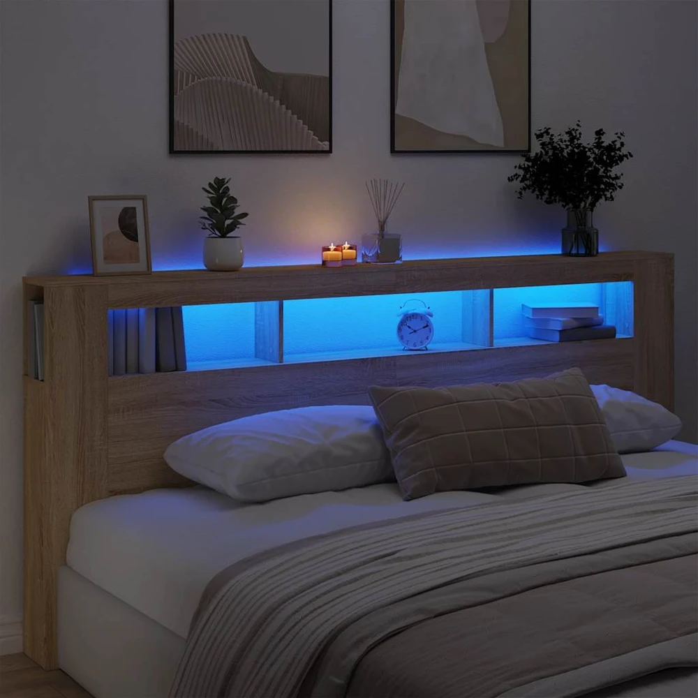 LED galvūgalis, ąžuolo, 220x18,5x103,5cm, apdirbta mediena