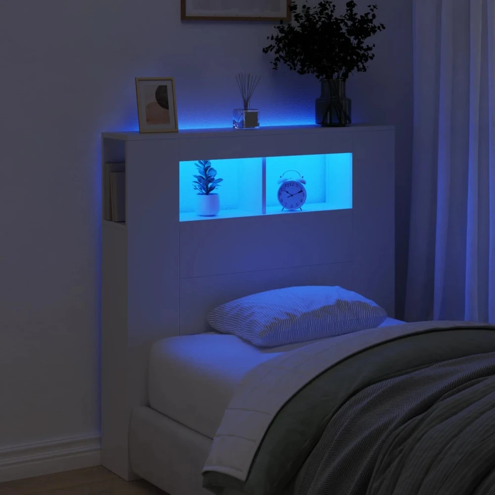 LED galvūgalis, baltas, 100x18,5x103,5cm, apdirbta mediena