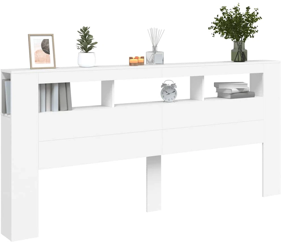 LED galvūgalis, baltas, 220x18,5x103,5cm, apdirbta mediena
