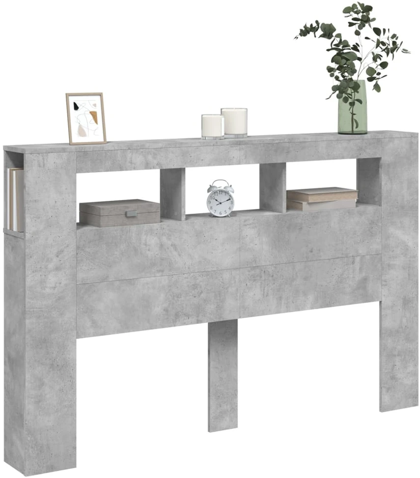LED galvūgalis, betono, 160x18,5x103,5cm, apdirbta mediena