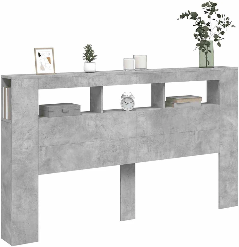 LED galvūgalis, betono, 180x18,5x103,5cm, apdirbta mediena