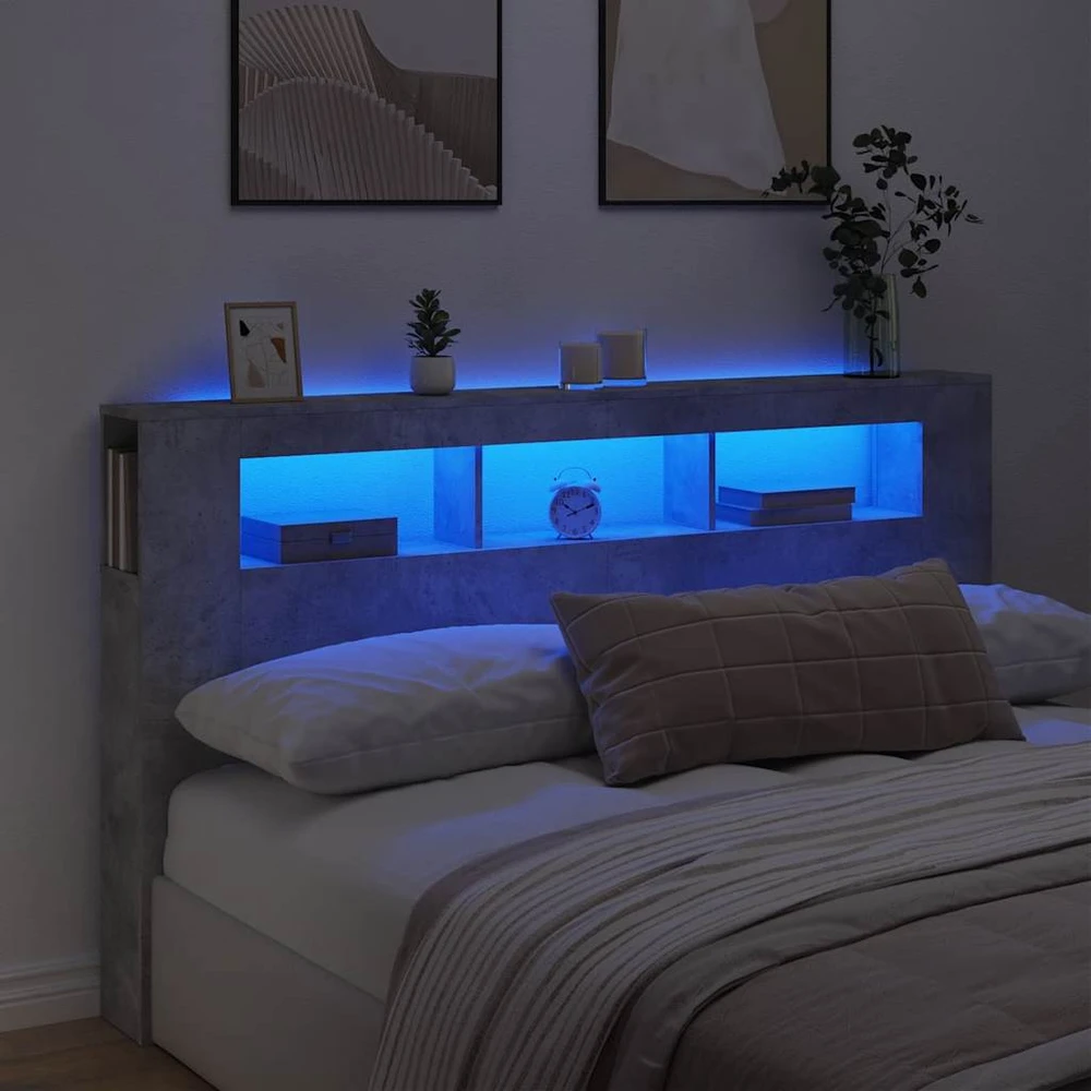 LED galvūgalis, betono, 180x18,5x103,5cm, apdirbta mediena