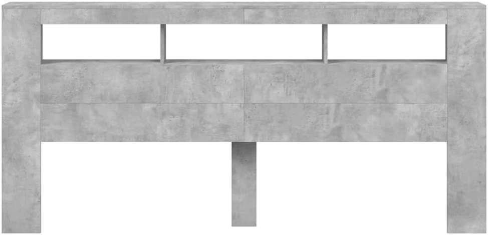 LED galvūgalis, betono, 220x18,5x103,5cm, apdirbta mediena