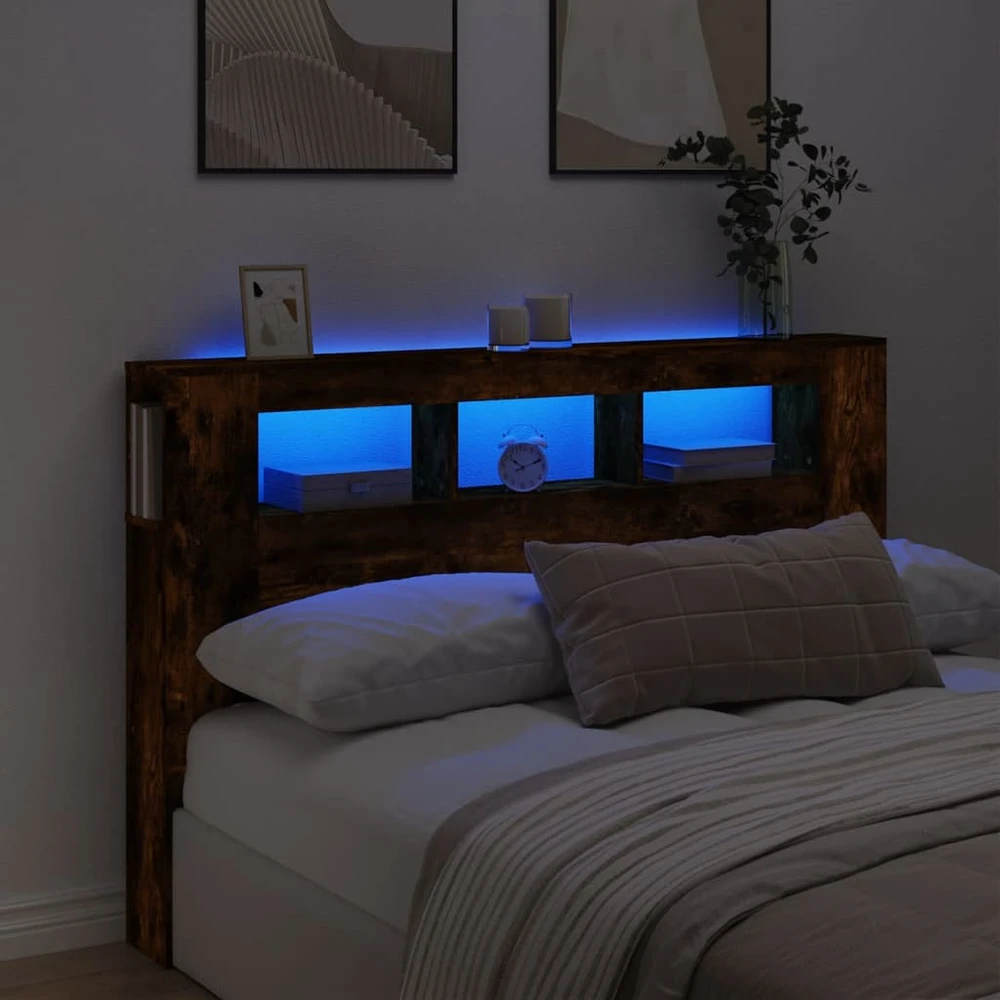LED galvūgalis, dūminio ąžuolo, 160x18,5x103,5cm, mediena
