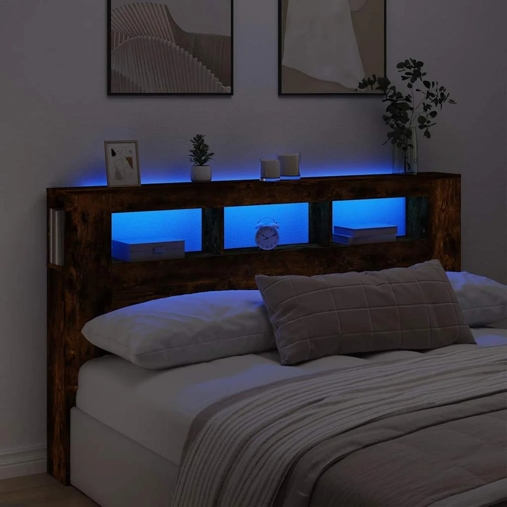 LED galvūgalis, dūminio ąžuolo, 180x18,5x103,5cm, mediena