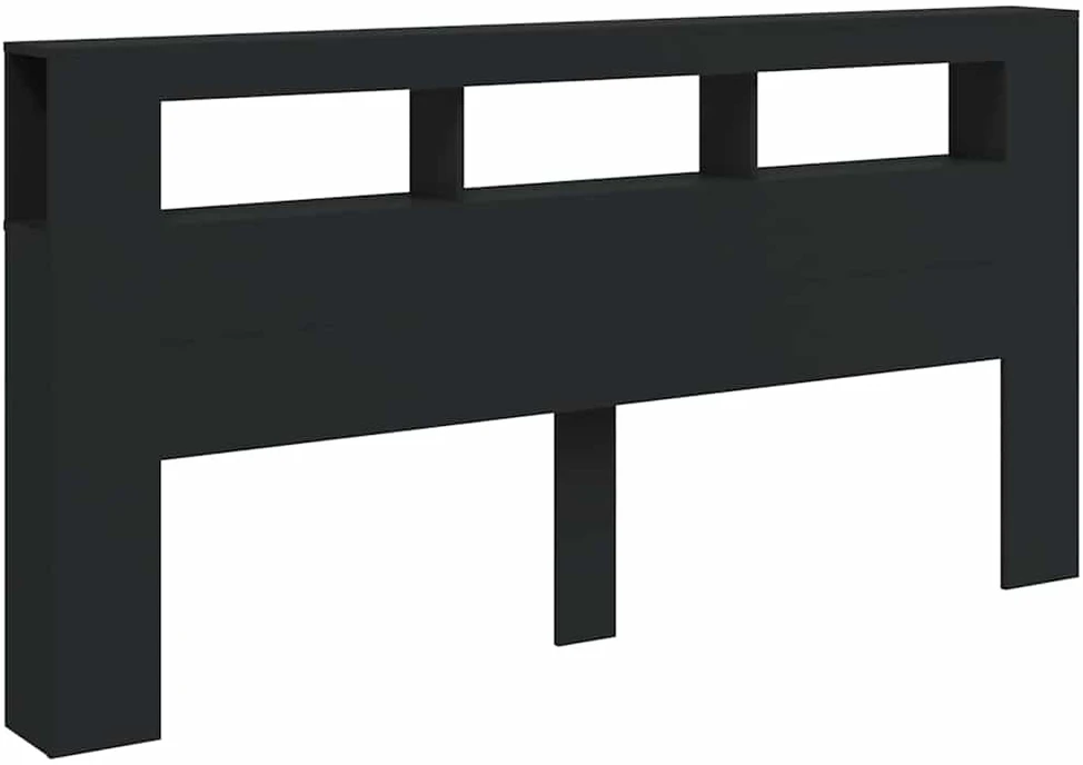 LED galvūgalis, juodas, 200x18,5x103,5cm, apdirbta mediena
