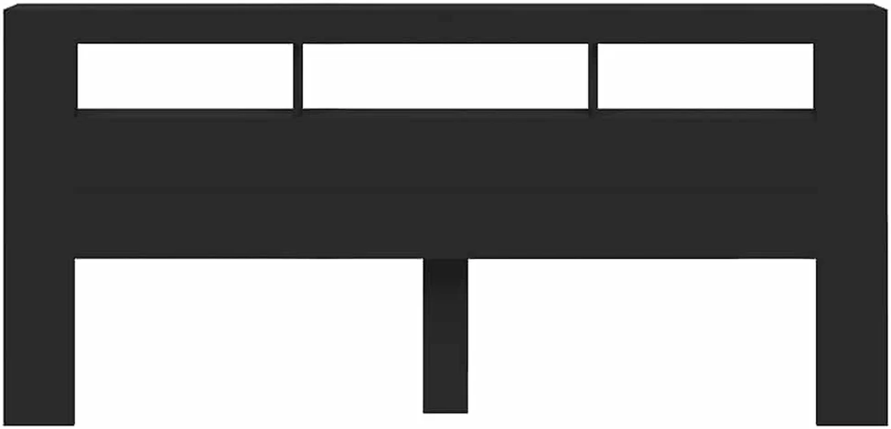 LED galvūgalis, juodas, 220x18,5x103,5cm, apdirbta mediena