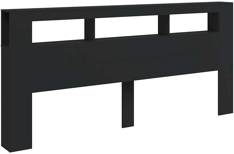 LED galvūgalis, juodas, 220x18,5x103,5cm, apdirbta mediena