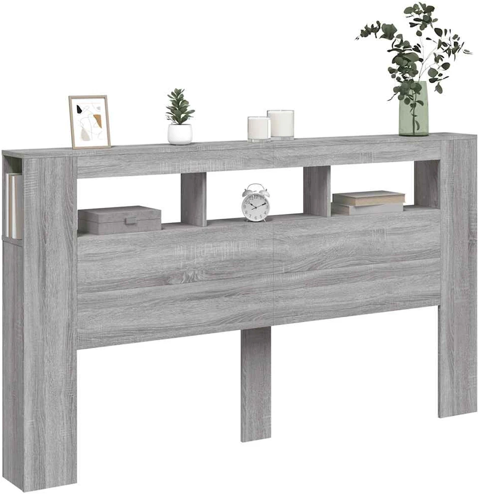 LED galvūgalis, pilkas ąžuolo, 180x18,5x103,5cm, mediena