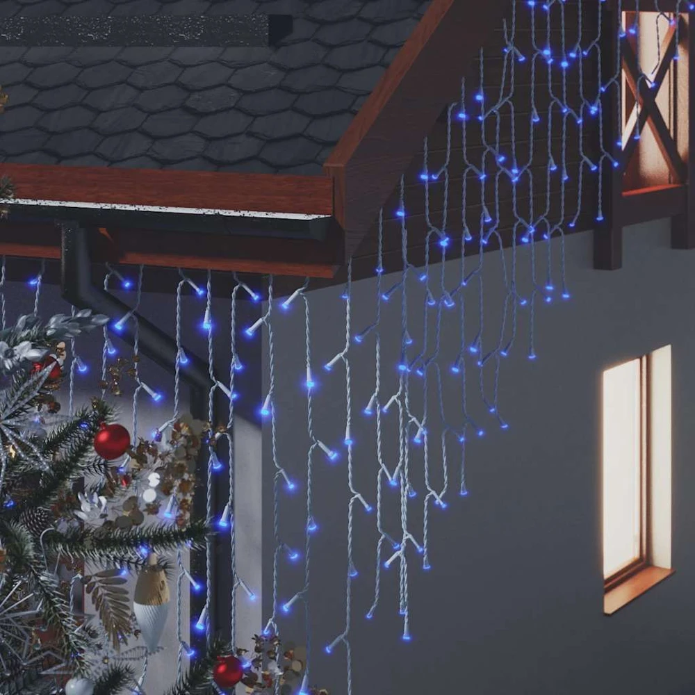 LED girlianda varvekliai, 10m, 400 mėlynų LED, 8 funkcijos