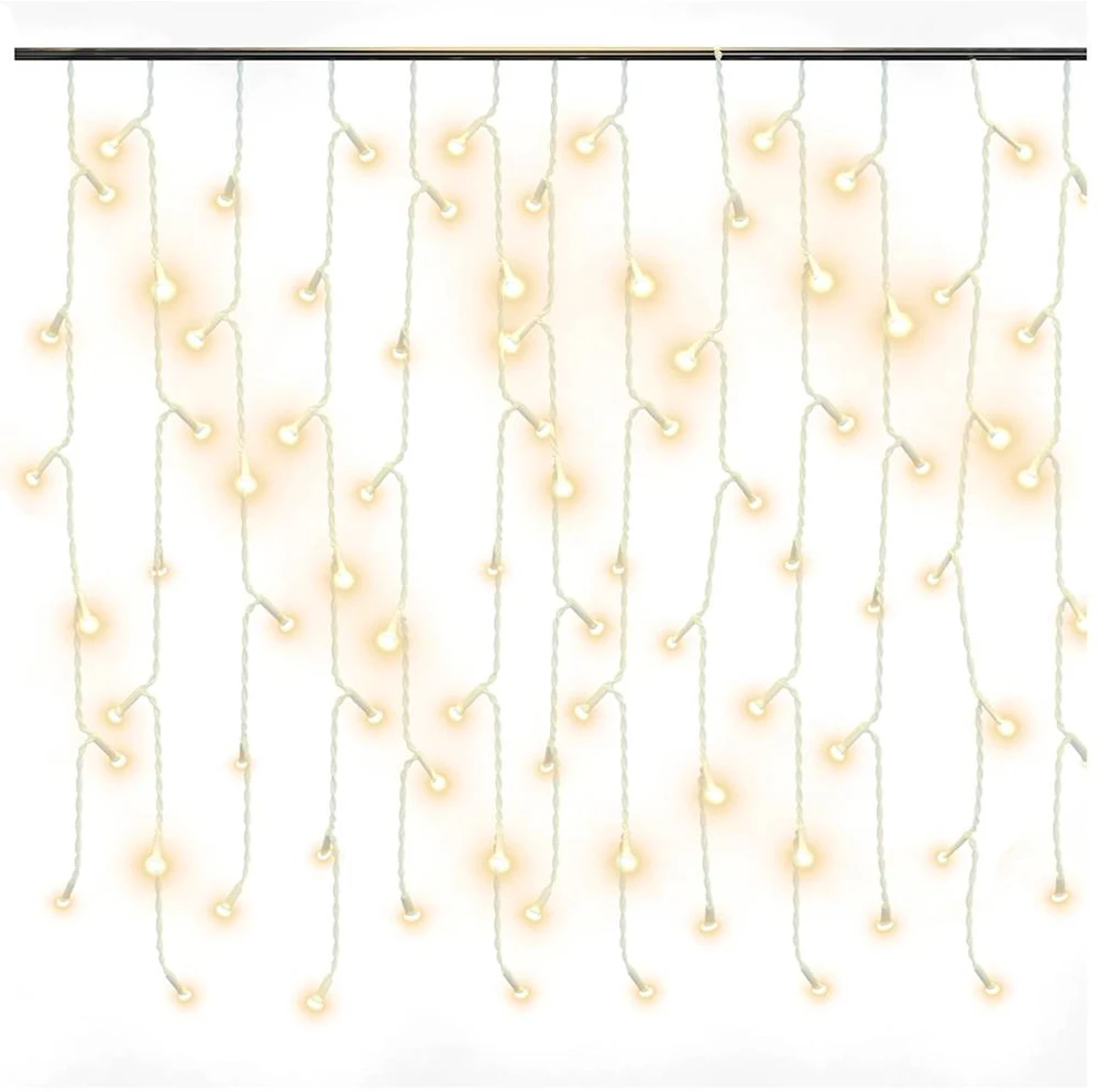 LED girlianda varvekliai, 10m, 400 šiltų baltų LED, 8 funkcijos