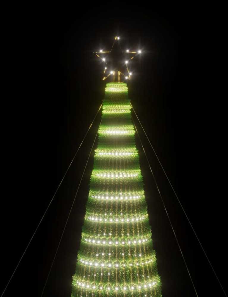 Šviečianti Kalėdų eglutė, 500cm, 1544 šaltos LED, kūgio formos