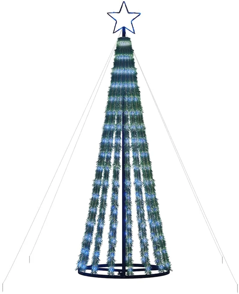 Šviečianti Kalėdų eglutė, 180cm, 275 mėlynos LED, kūgio formos