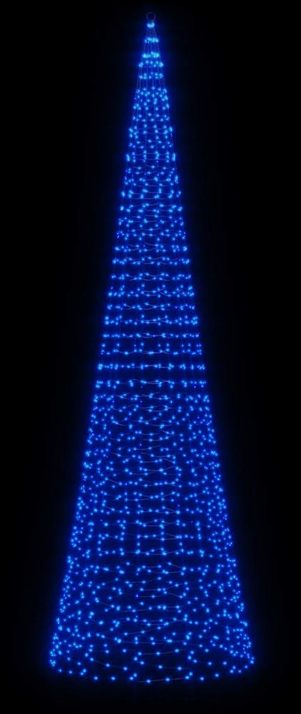 Kalėdų eglutė ant vėliavos stiebo, 500cm, 1534 mėlynos LED