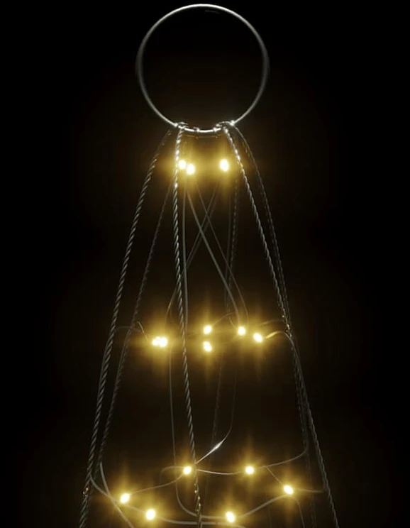 Kalėdų eglutė ant vėliavos stiebo, 180cm, 200 šiltų baltų LED