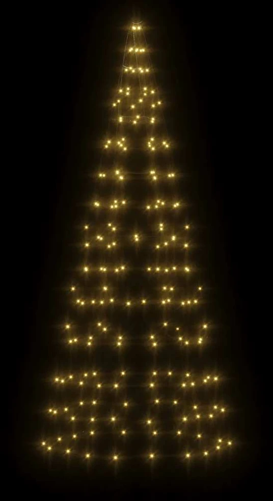 Kalėdų eglutė ant vėliavos stiebo, 180cm, 200 šiltų baltų LED