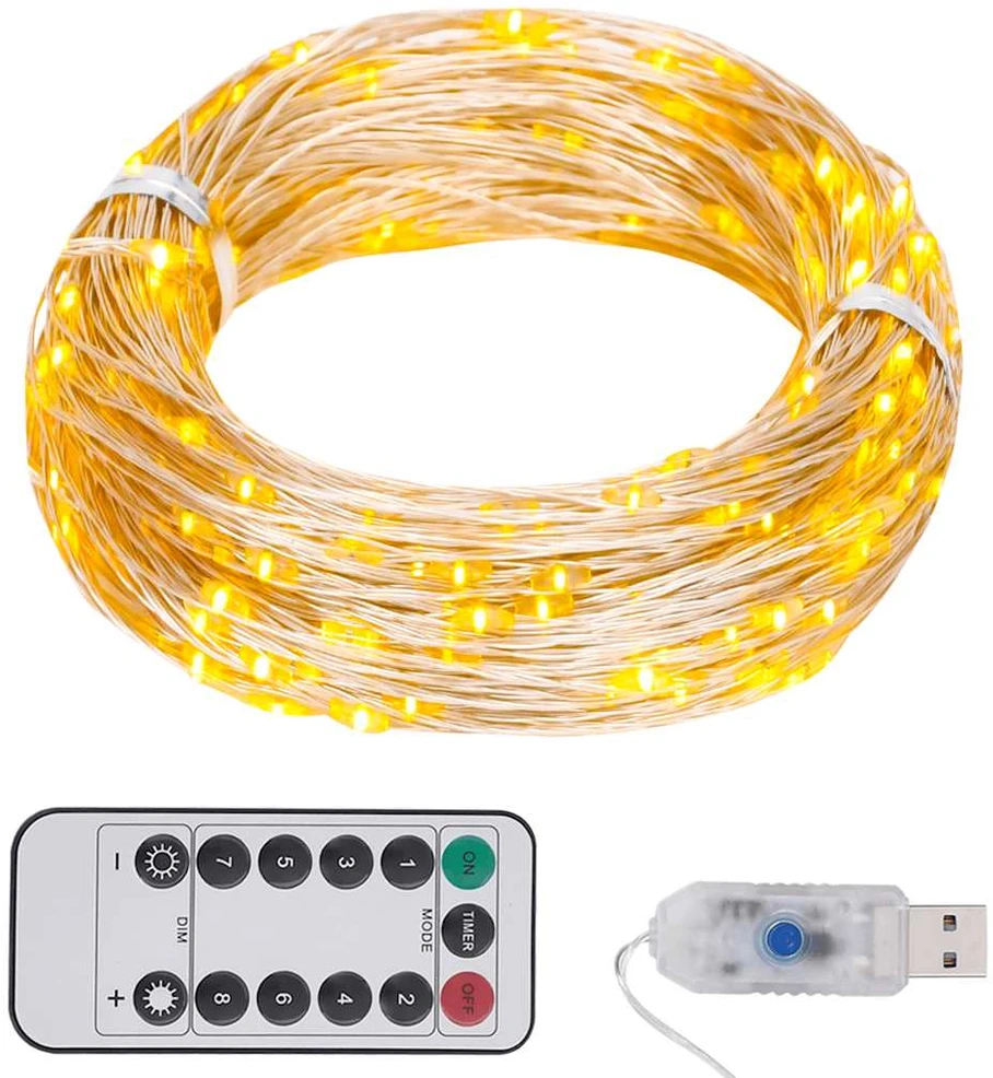 LED lempučių girlianda, šiltos baltos spalvos, 15m